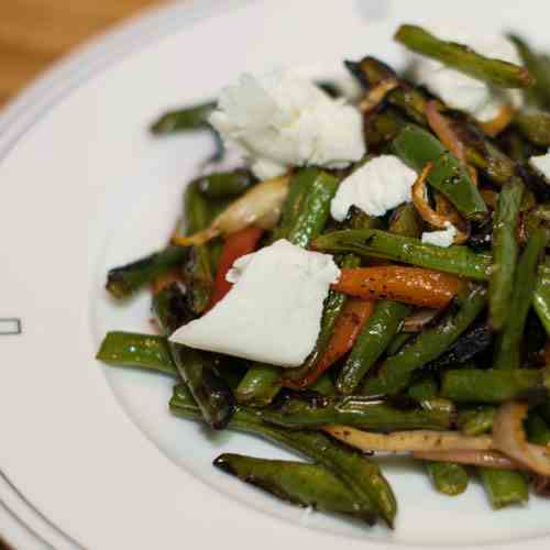 Grilled Green Beans with Goat Cheese