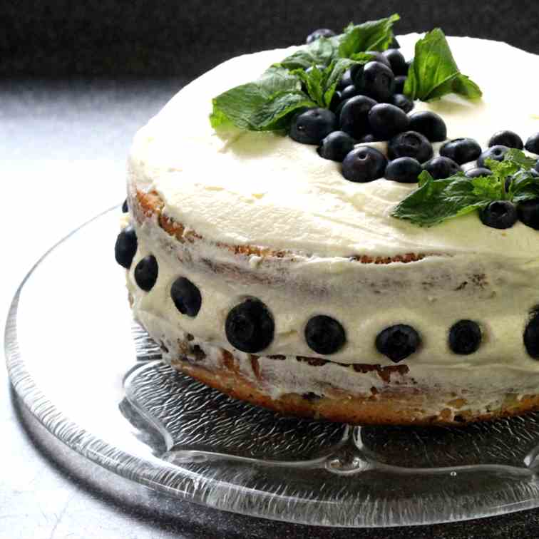 Blueberry Cake with Lemon-Cream Cheese Fil