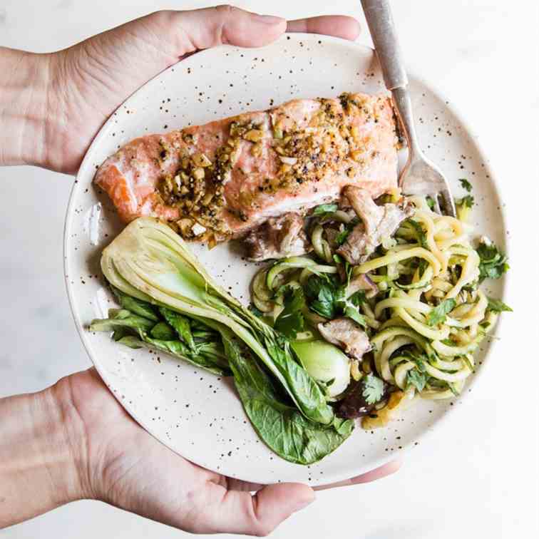 30 Minute Garlic Ginger Salmon Dinner