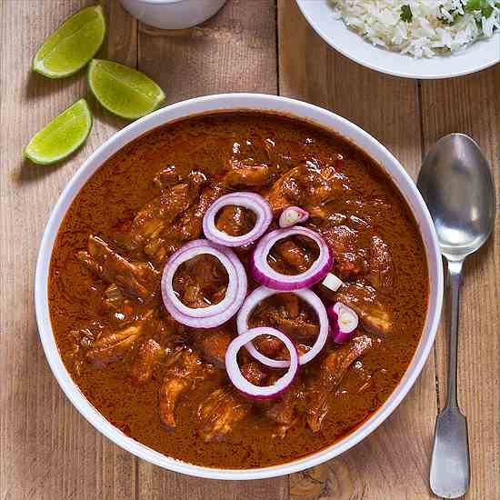 Chicken mole with coriander rice