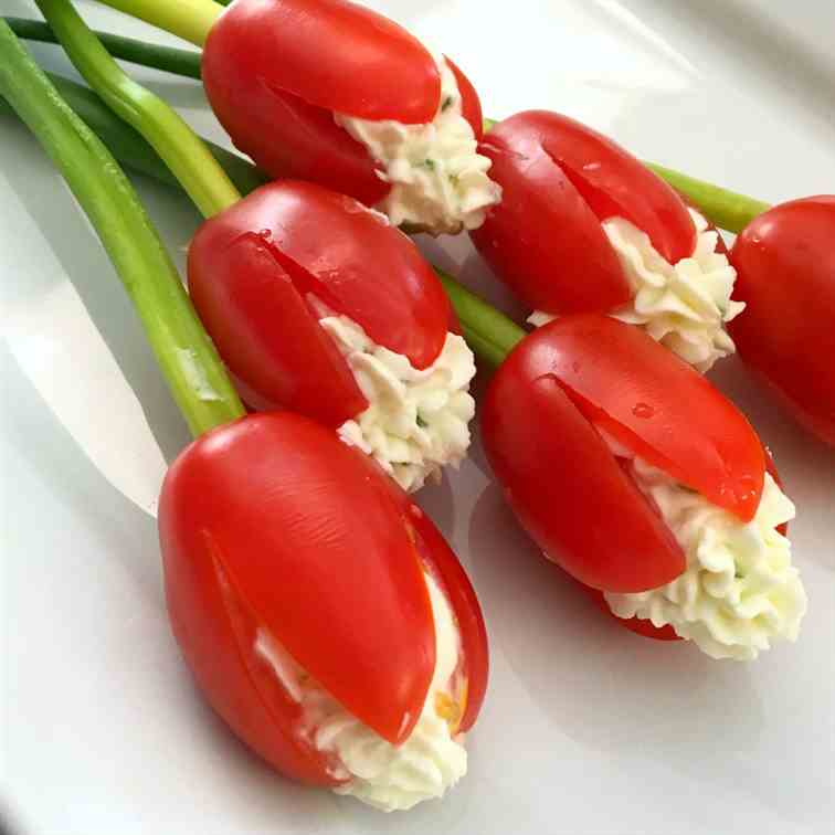 Grape Tomato Cream Cheese Tulips 