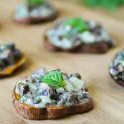 Basil and Blue Cheese Sweet Potato Bites