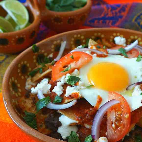 Chilaquiles with Black Beans and Eggs