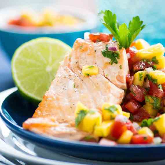 Salmon with mango salsa