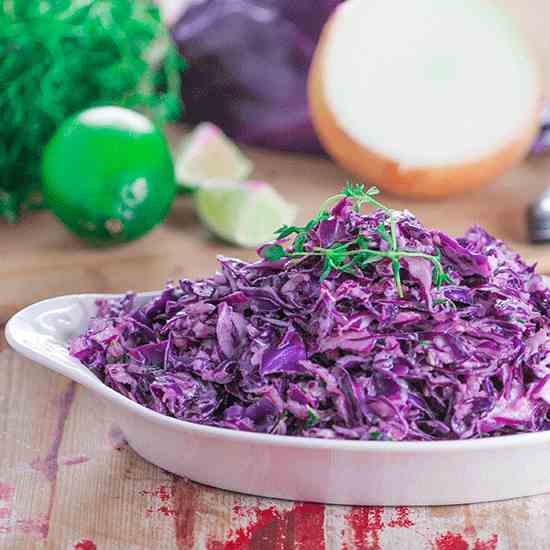 Garlic Thyme Purple Cabbage Slaw