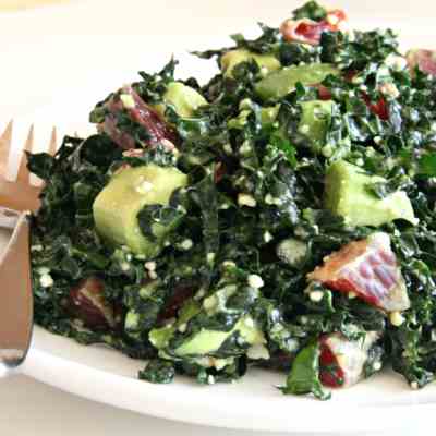 Raw Kale Salad with Avocado & Blood Orange