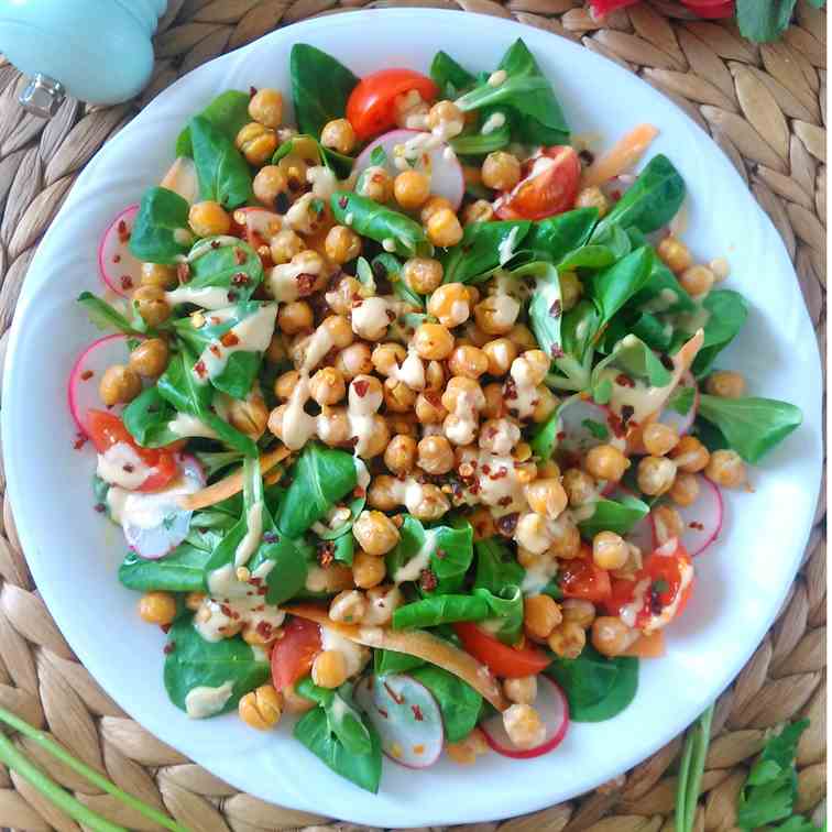 Spinach Salad with Roasted Chickpeas