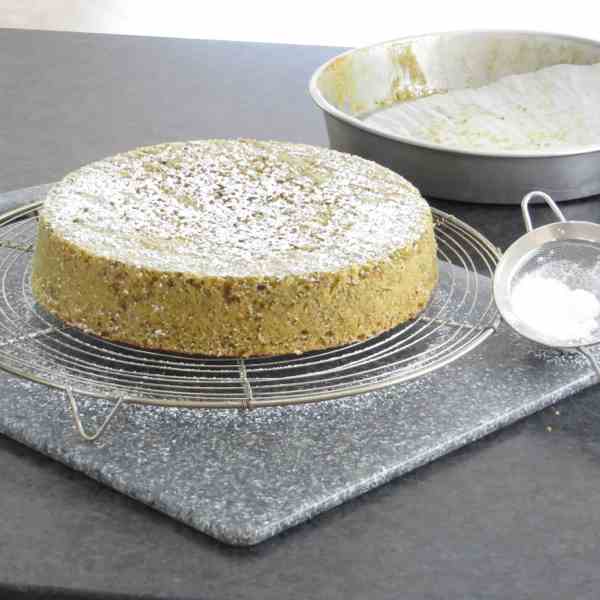 pistachio cake with orange segments