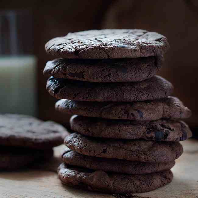 Chewy Triple Chocolate Cookies