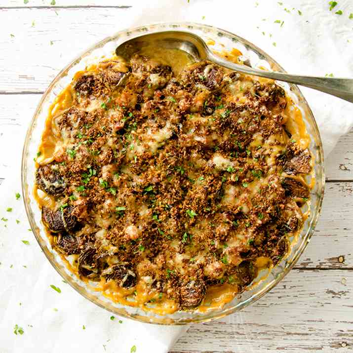 Cheesy Brussel Sprout Gratin