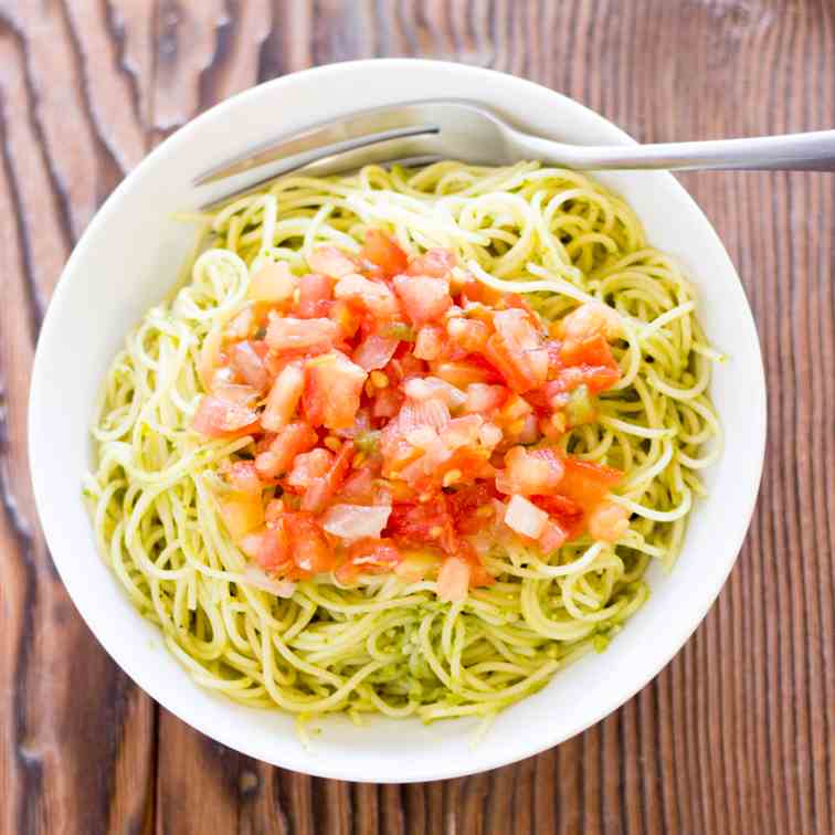  Angel Hair, Pesto, and Fresh Salsa