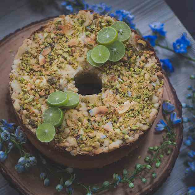 Key Lime Coconut Pistachio Coffee Cake