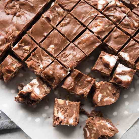 Easy Homemade Rocky Road Fudge