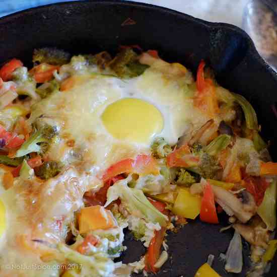Baked Eggs on a Bed of Vegetables