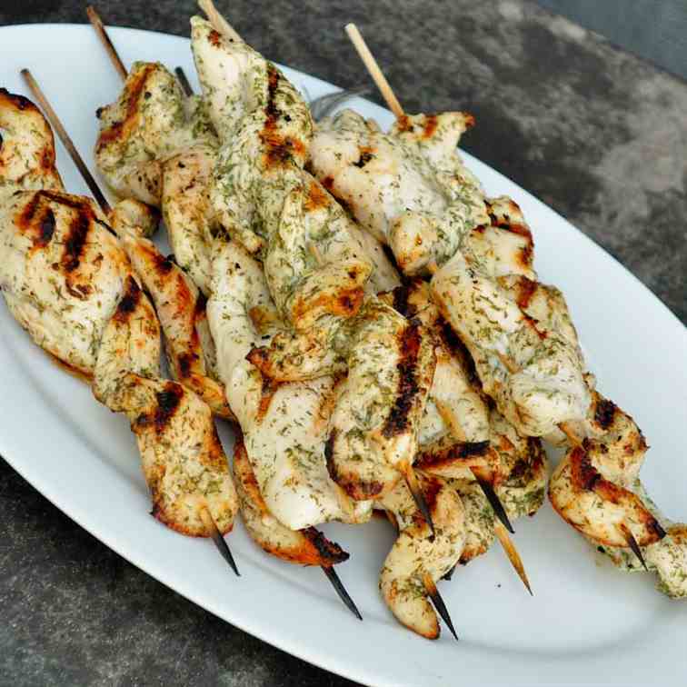 Lemon Dill Chicken Skewers