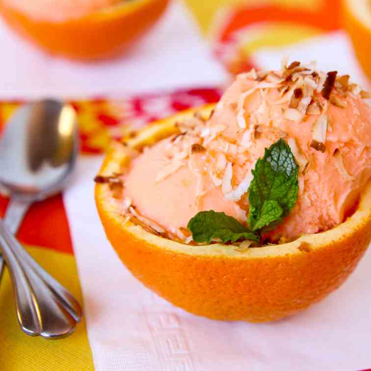 Tropical Summer Sherbet in Orange Shells