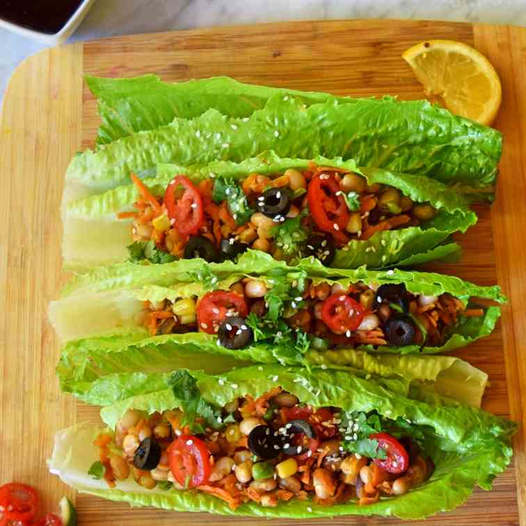 Navy Beans Carrots Taco Lettuce Wraps