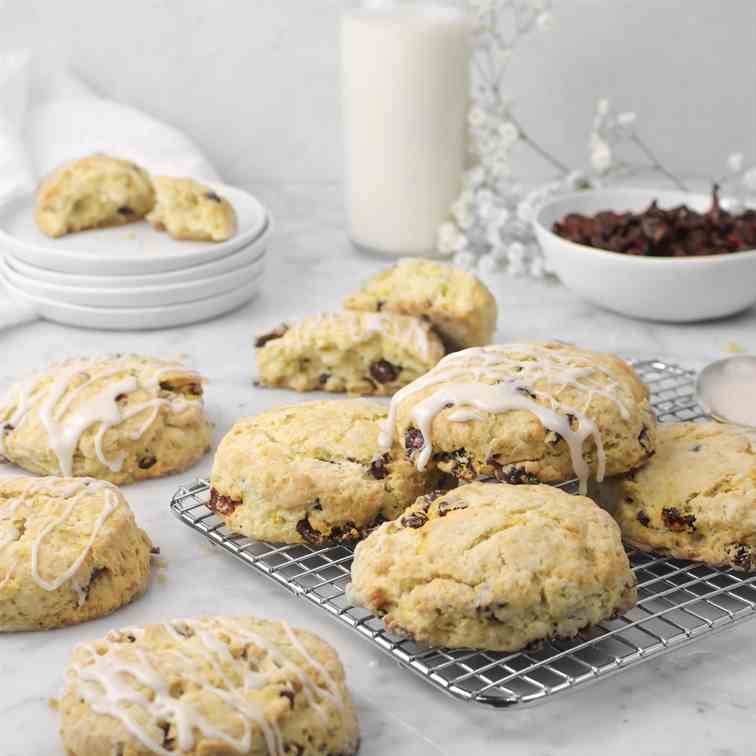 Orange Cranberry Scones with Cardamom Glaz