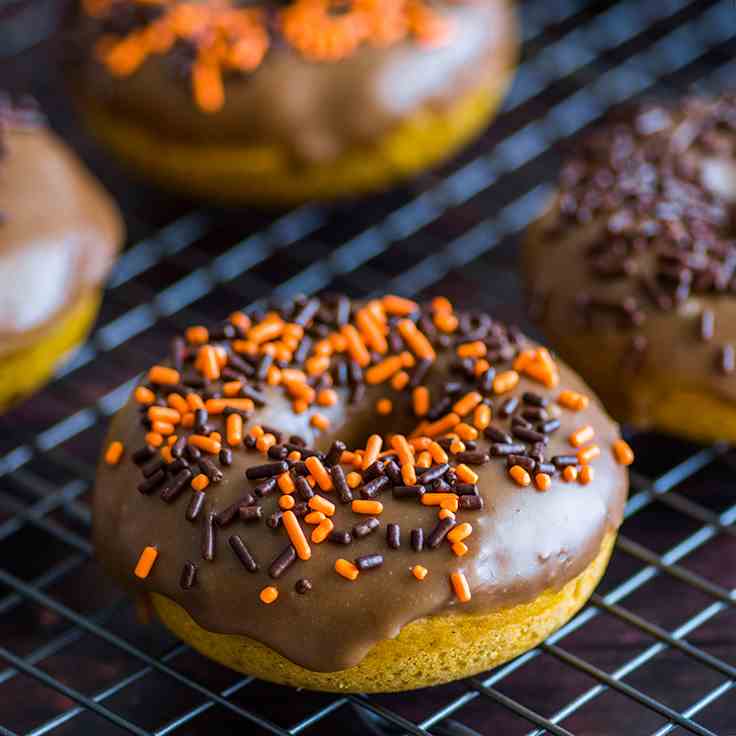 Pumpkin Donuts with Maple Glaze