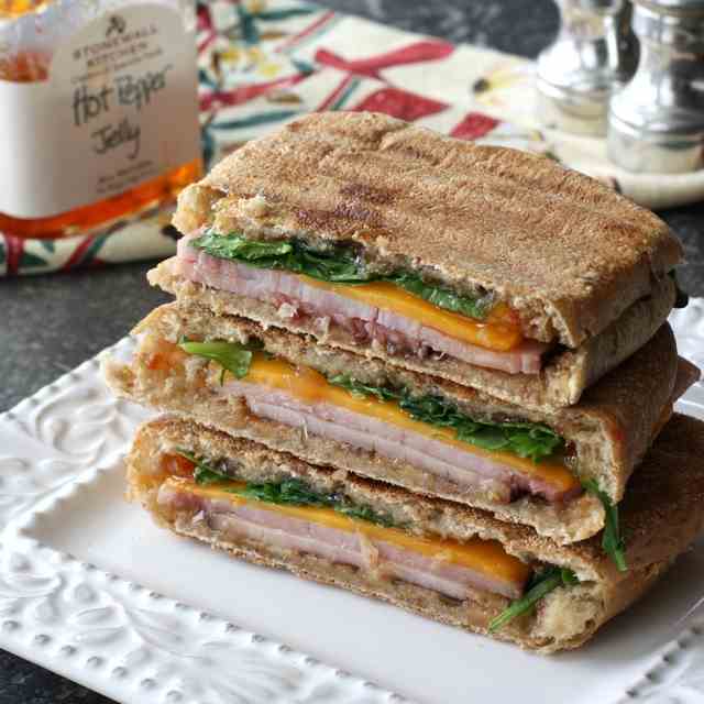 Panini with Ham, Cheddar & Pepper Jelly