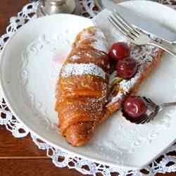 French toast with coffe and cherries