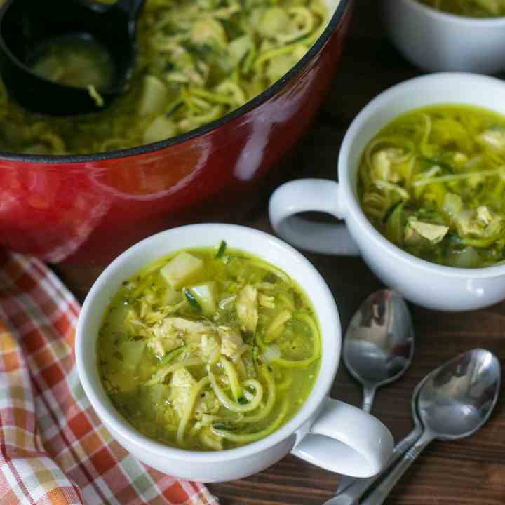 keto low carb chicken noodle soup