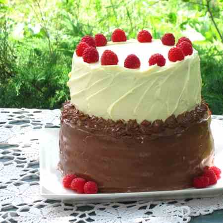 Sour-cherries, raspberry's cake