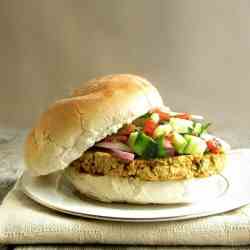 Chickpea Burger with Israeli Salad