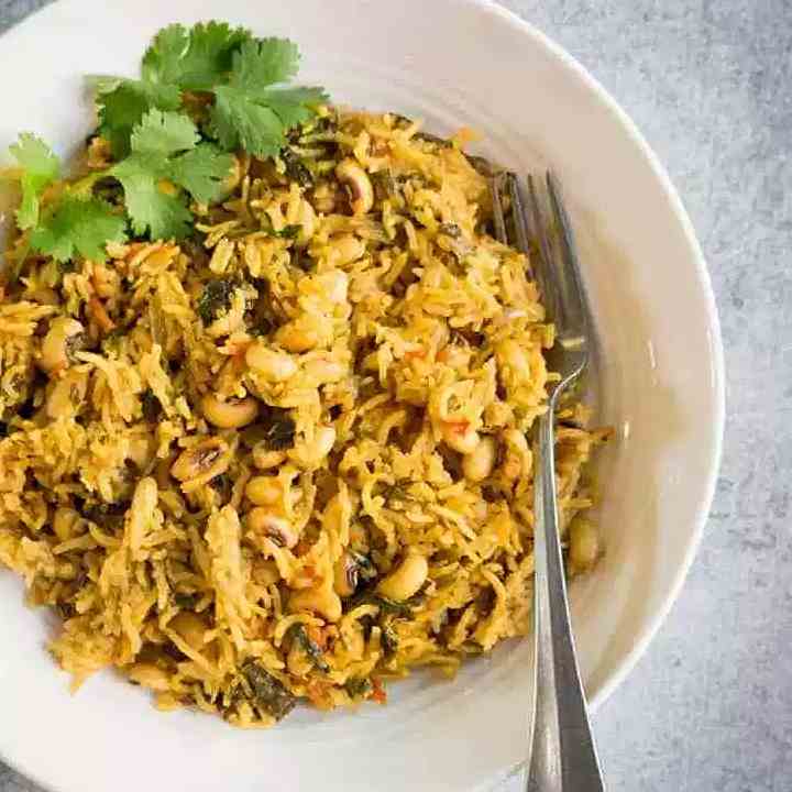 Black Eyed Peas and Spinach Rice