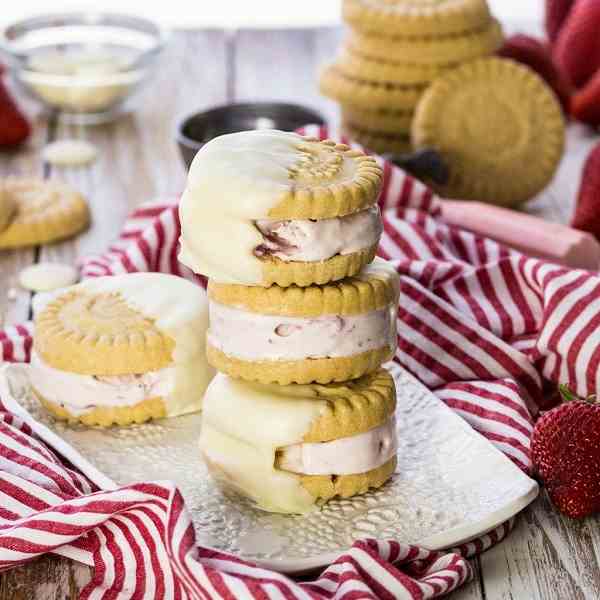 Strawberry Shortcake Ice Cream Sandwiches