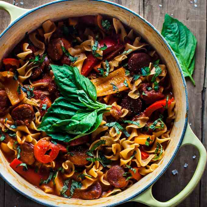 One Pot Chorizo Noodles