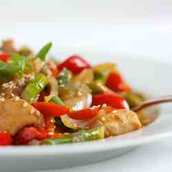 Sesame Chicken with Stir-Fried Vegetables