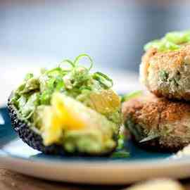 Fish cakes with avocado