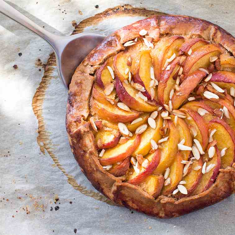 Vegan peach and almond galette