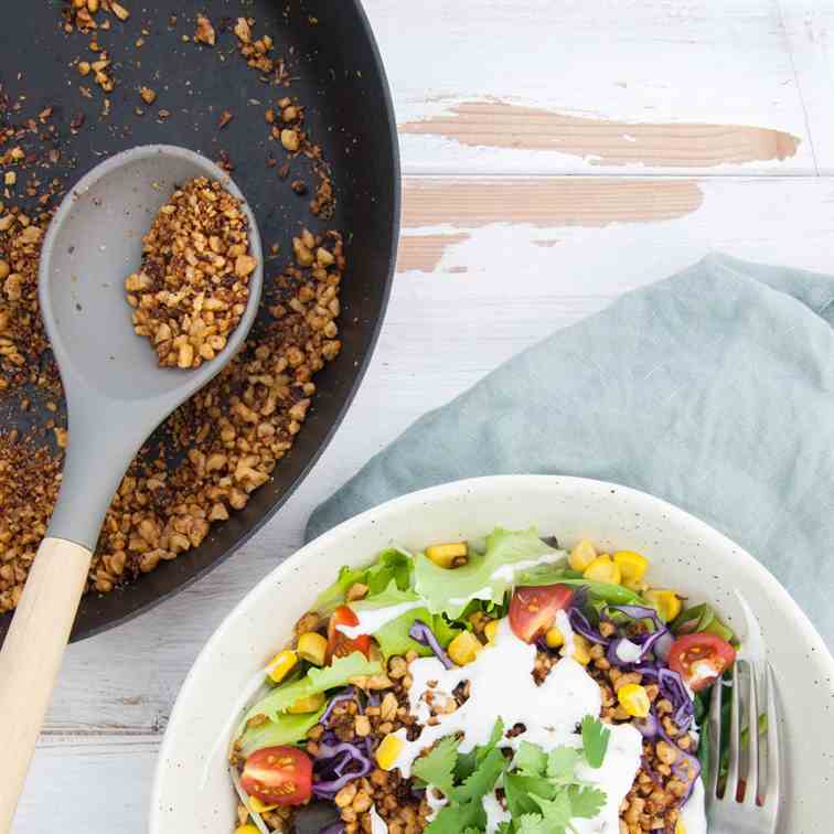 Walnut Meat Taco Salad Bowl