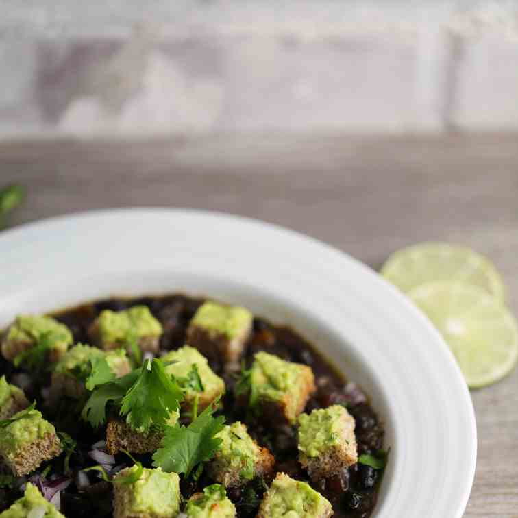 Instant Pot Black Bean Soup with Avocado C