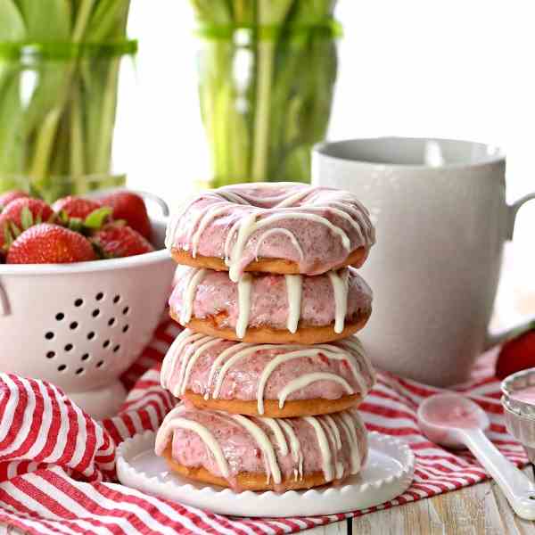 Strawberries and Cream Cake Mix Donuts