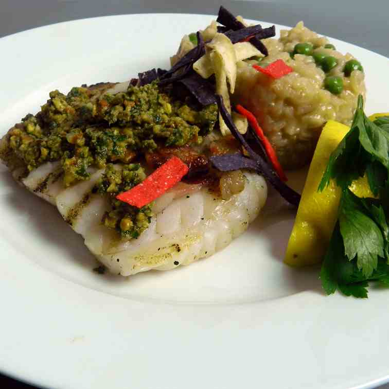 Grilled Grouper with Pistachio Lime Pesto