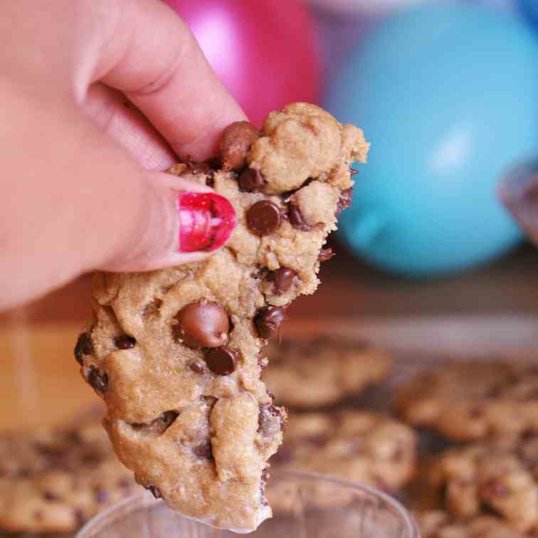 Big and thick double chocolate chip cookie