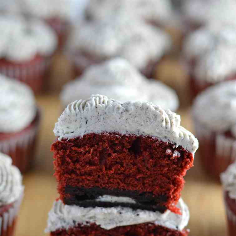Red Velvet Oreo Cupcakes