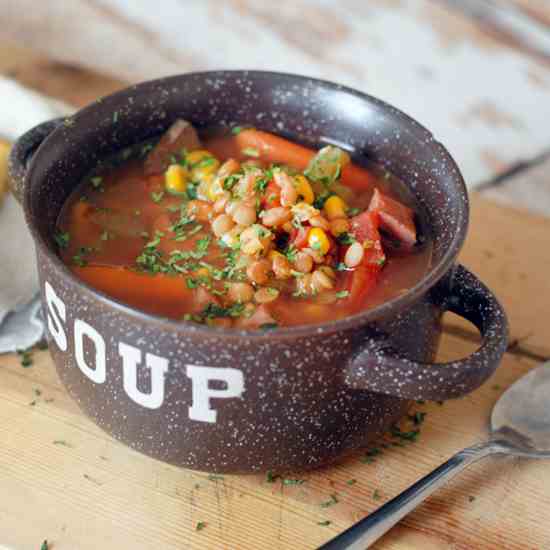 Slow Cooker Ham Soup with Lentils