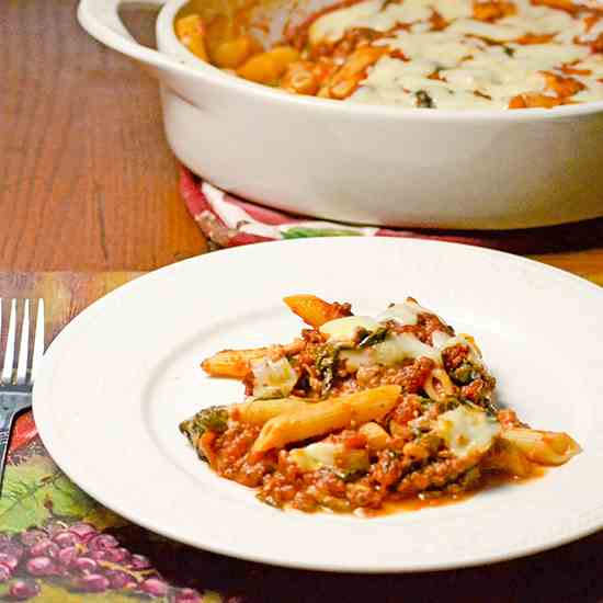 Baked Ziti with Spinach