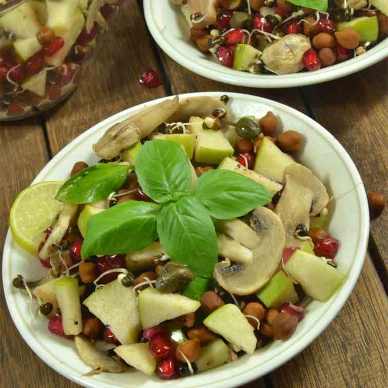 Sprouted Lentils Salad with Capers - Basil