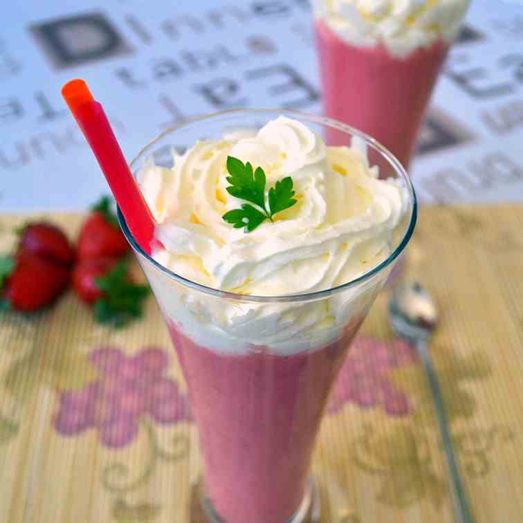 Strawberry smoothie with whipped cream