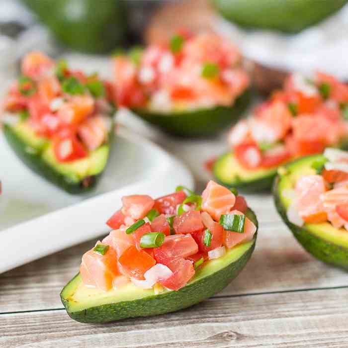 Lomi Lomi Salmon in Avocado Halves