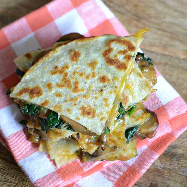 Mushroom Spinach Quesadillas