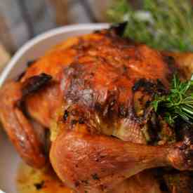 Roasted Chicken with Oyster and Mushrooms
