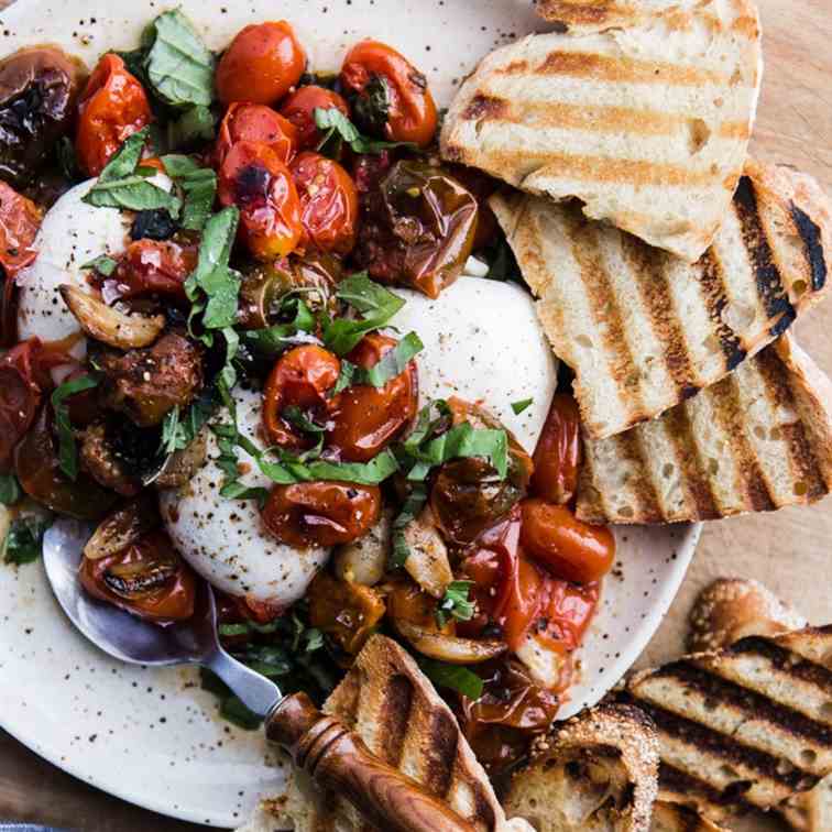 Braised Tomatoes with Burrata