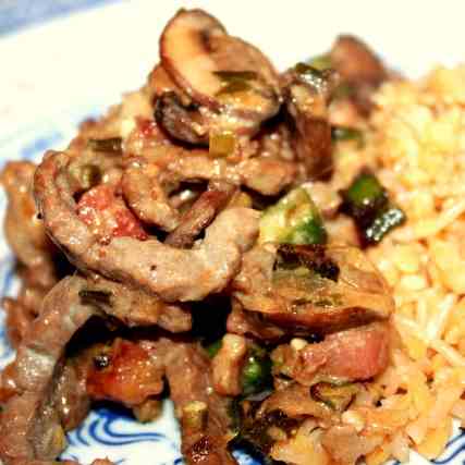 Stir-fry Beef with brown Rice and Lentils