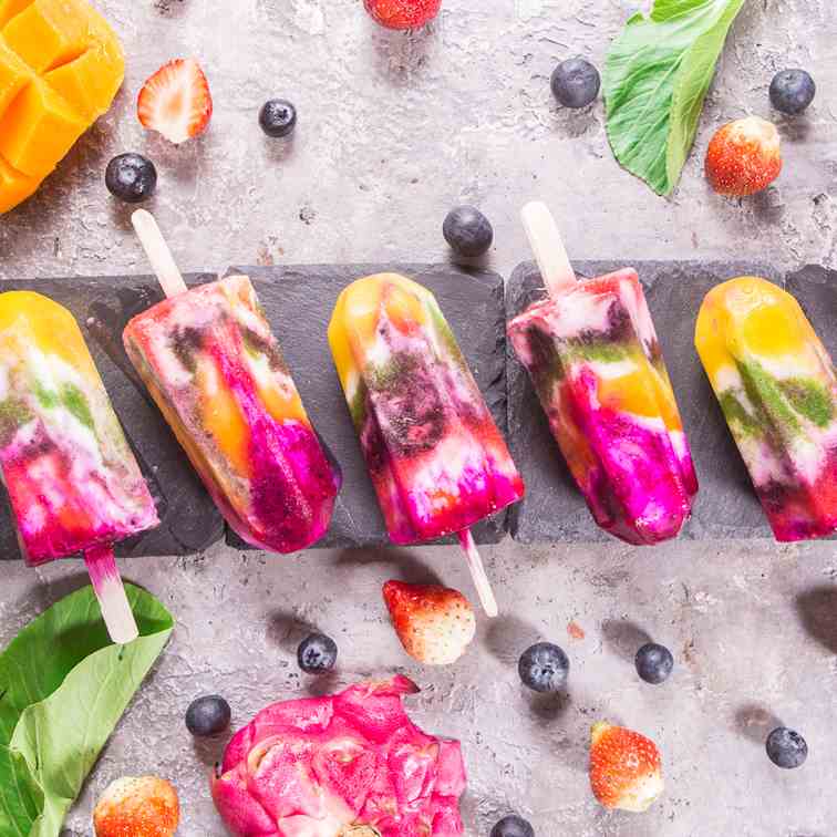 Rainbow Fruit Popsicles